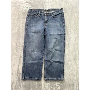 Lee Jeans Y2K Womens Sz  12M Blue CApri Crop Just Below The Waist Stretch Faded